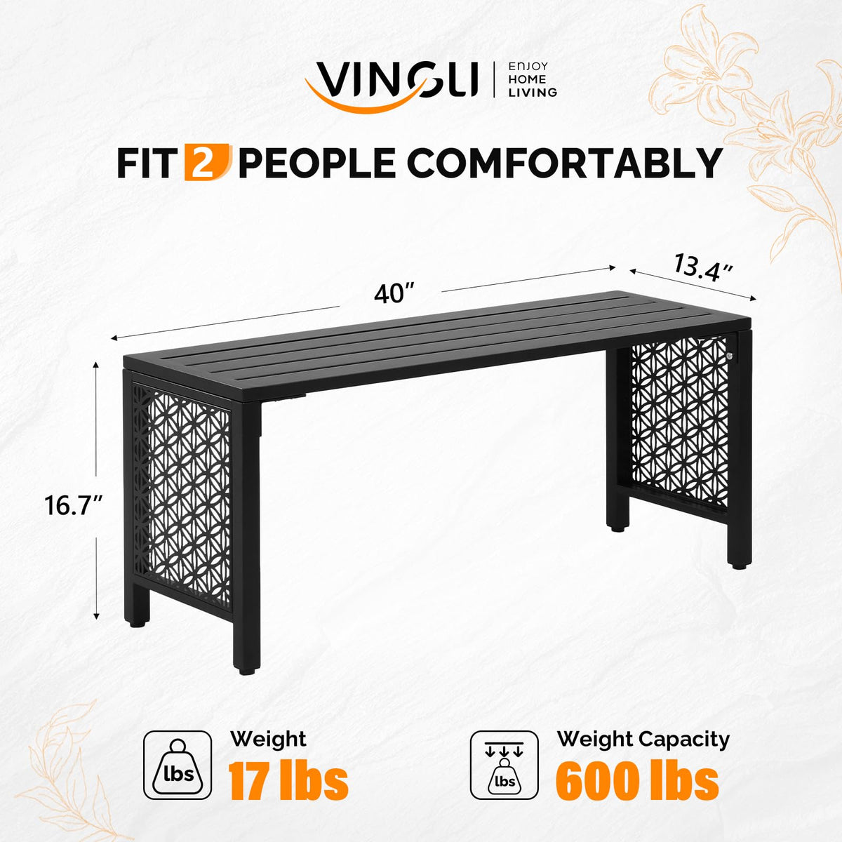 Black Metal Outdoor Bench Z456813
