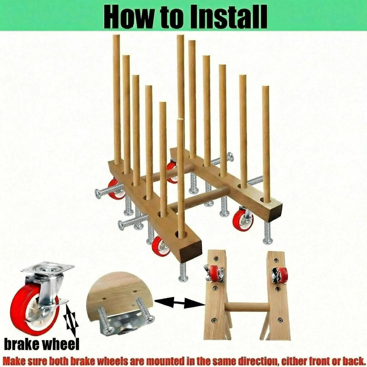 Artwork Storage Rack with Brake Caster Wheels 12in K53946