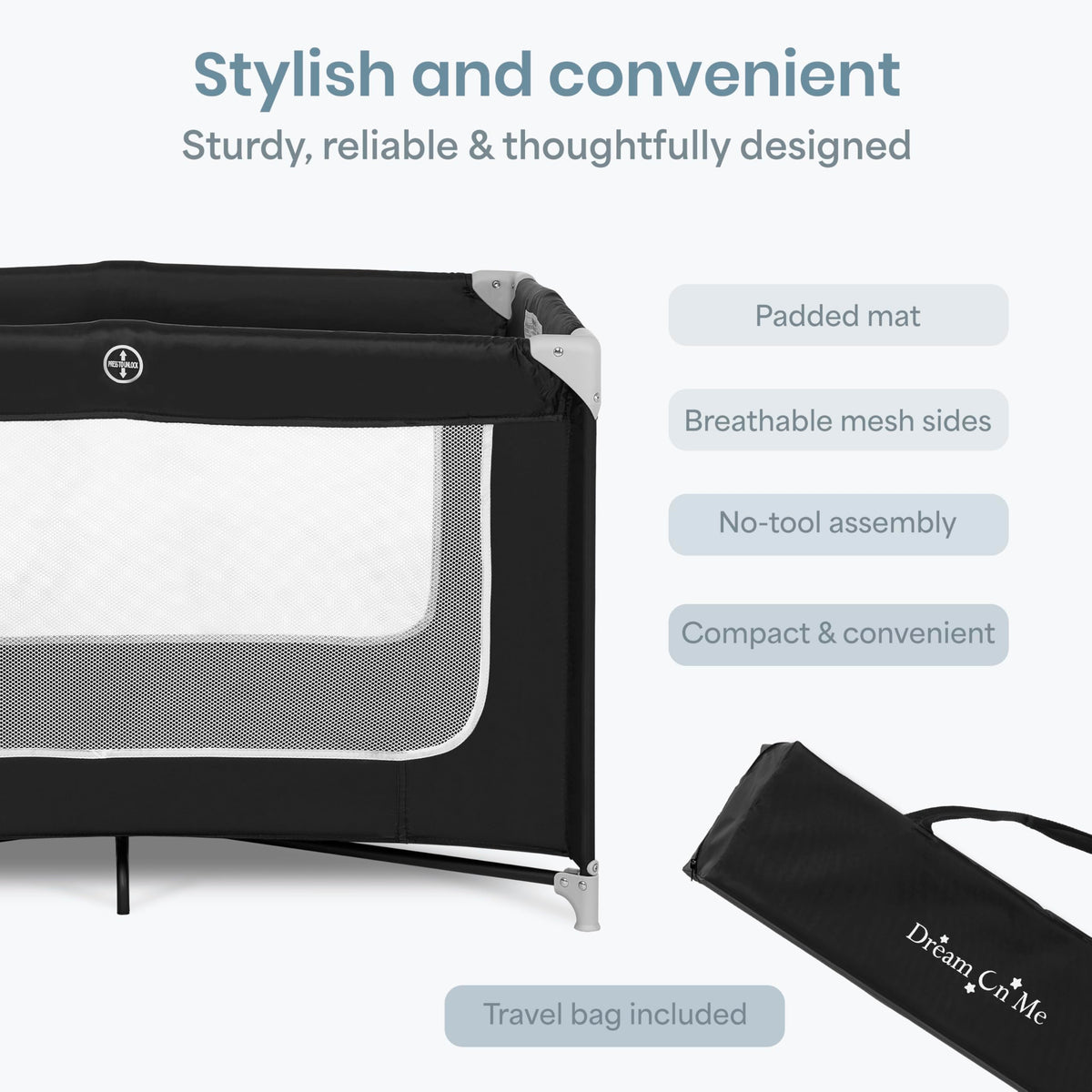 Portable Playard with Carry Bag, Black O92737