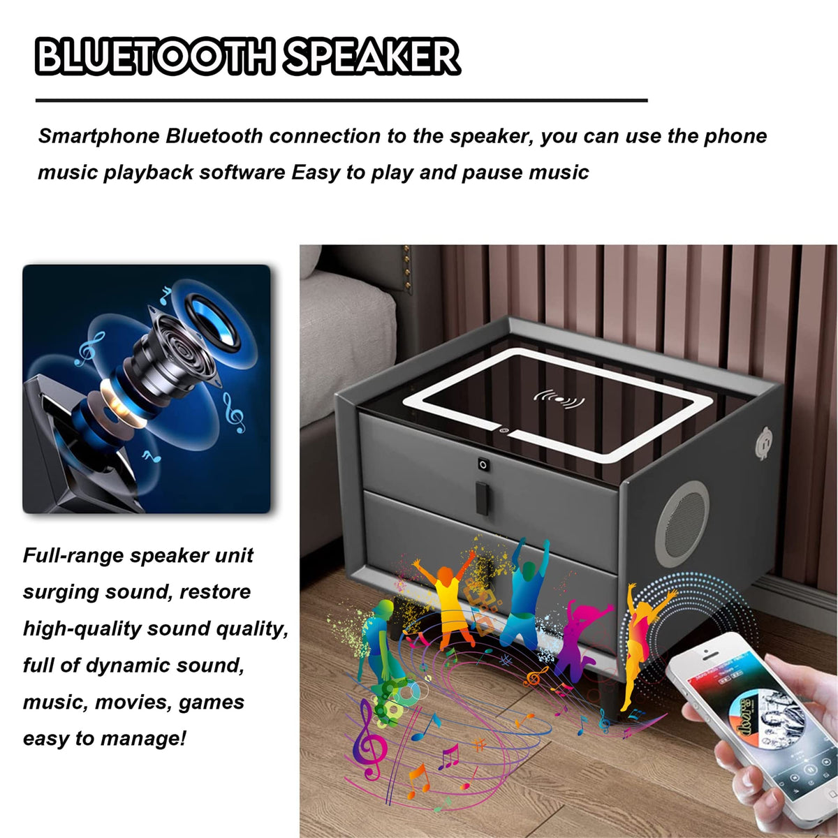 Orange 3 Drawer Nightstand with Wireless Charging Station and USB Charging Z978665