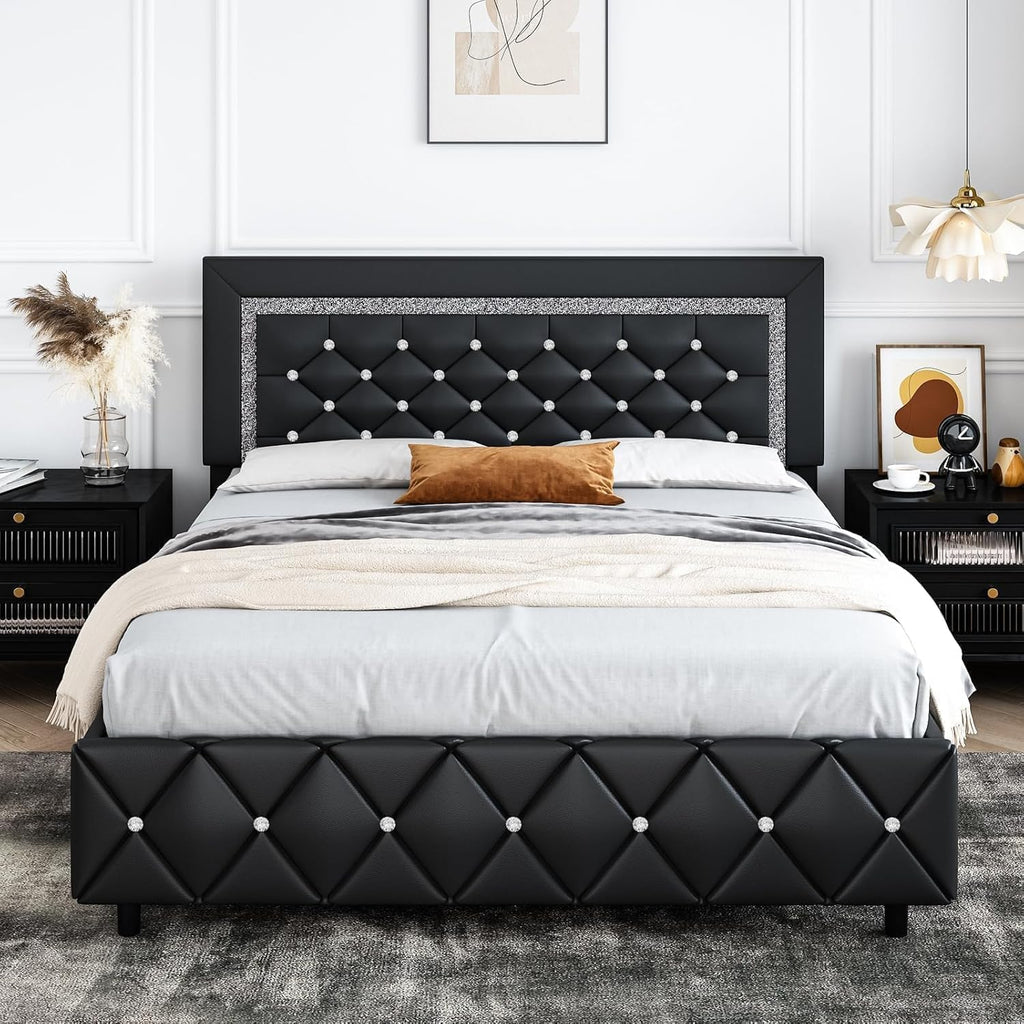 Full Size Upholstered Platform Bed with Headboard F965
