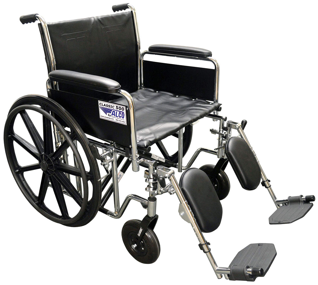 22" Heavy Duty Chrome Wheelchair with Removable Full Arms W235