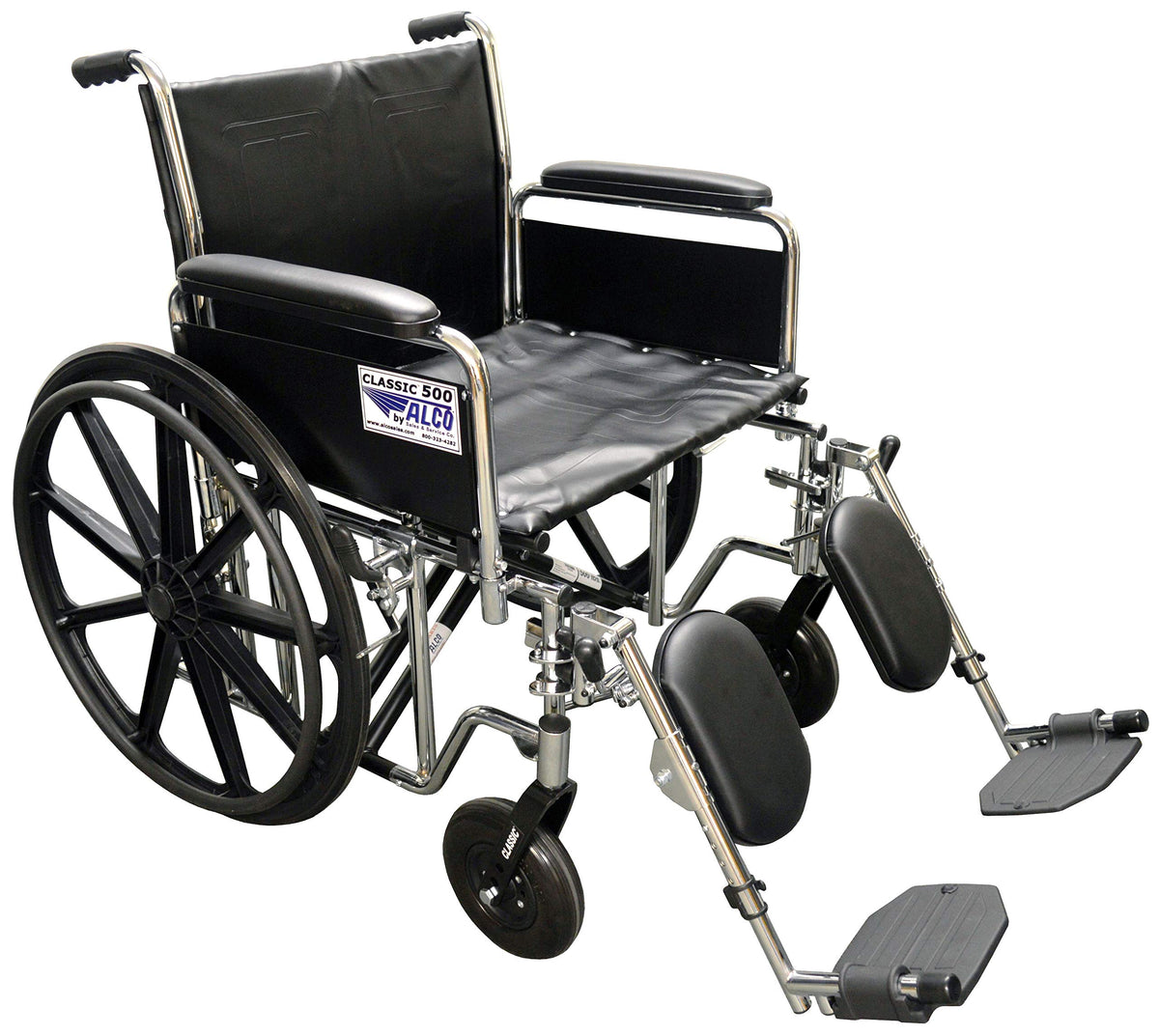 22" Heavy Duty Chrome Wheelchair with Removable Full Arms W235