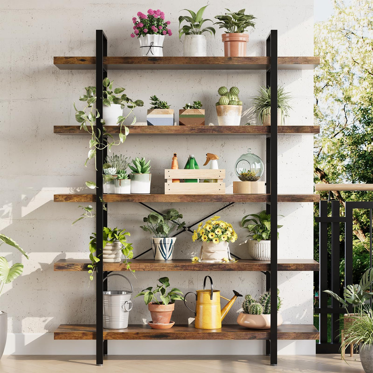 5 Tier Rustic Open Bookshelf I245