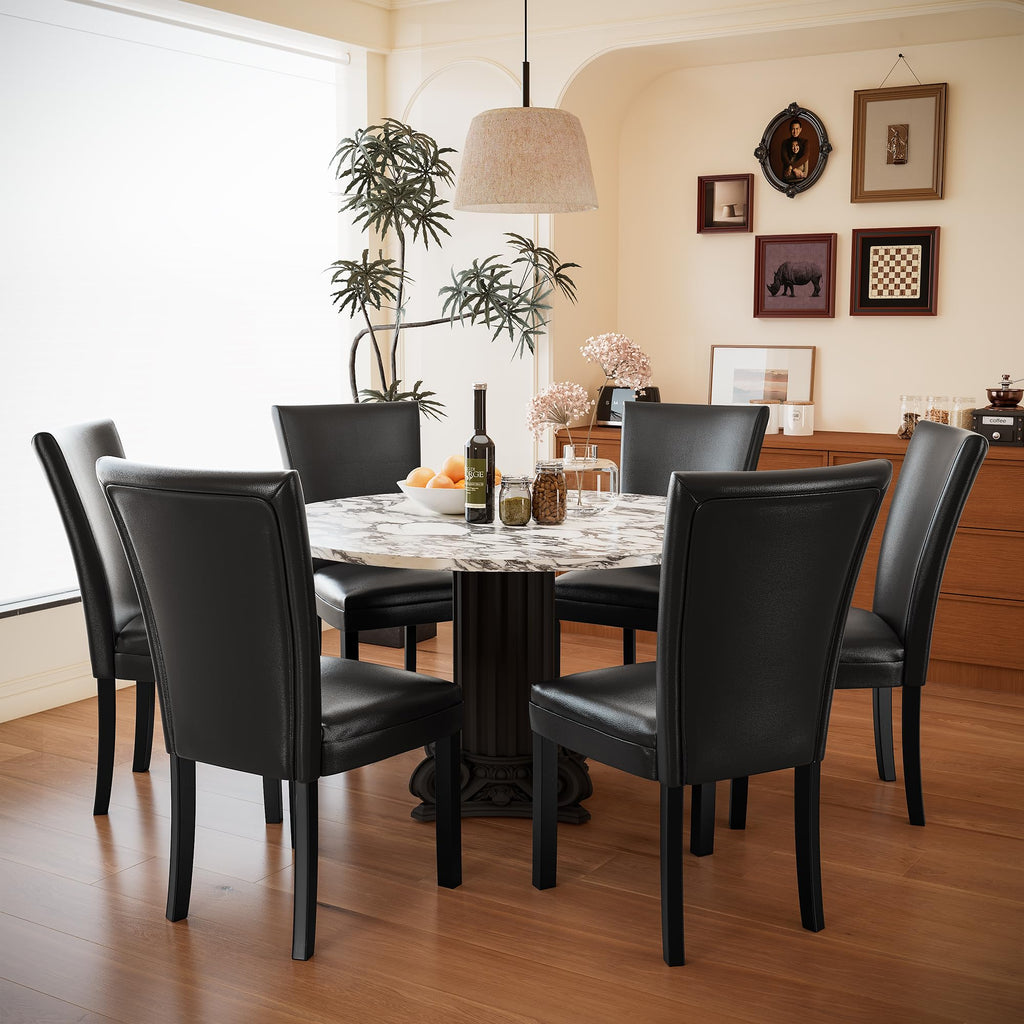 Set of 2 Faux Leather Upholstered Dining Chairs with Solid Wood Legs G900