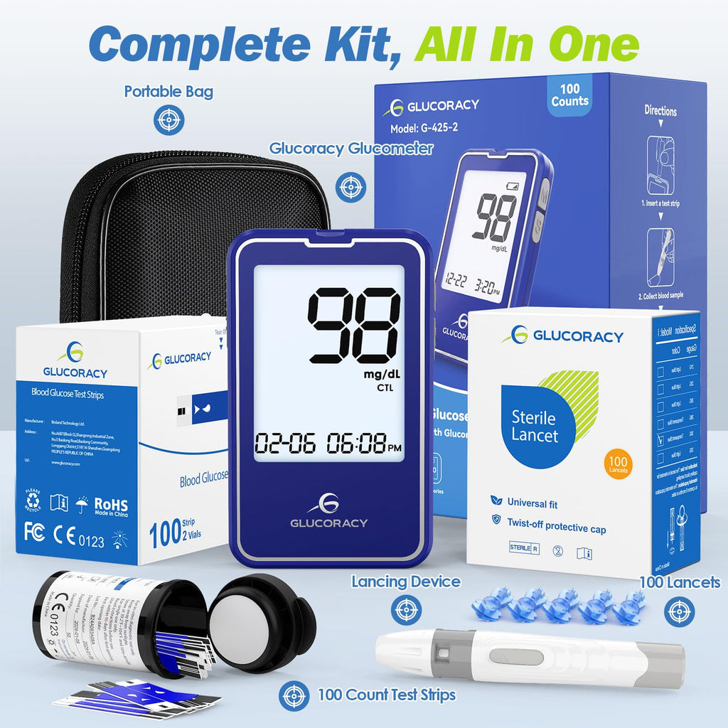 Blood Glucose Monitor Kit with 100 Test Strips D193690
