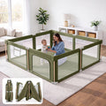 Foldable Baby Playpen with Mat, Breathable Mesh Green 71"×59" X97719
