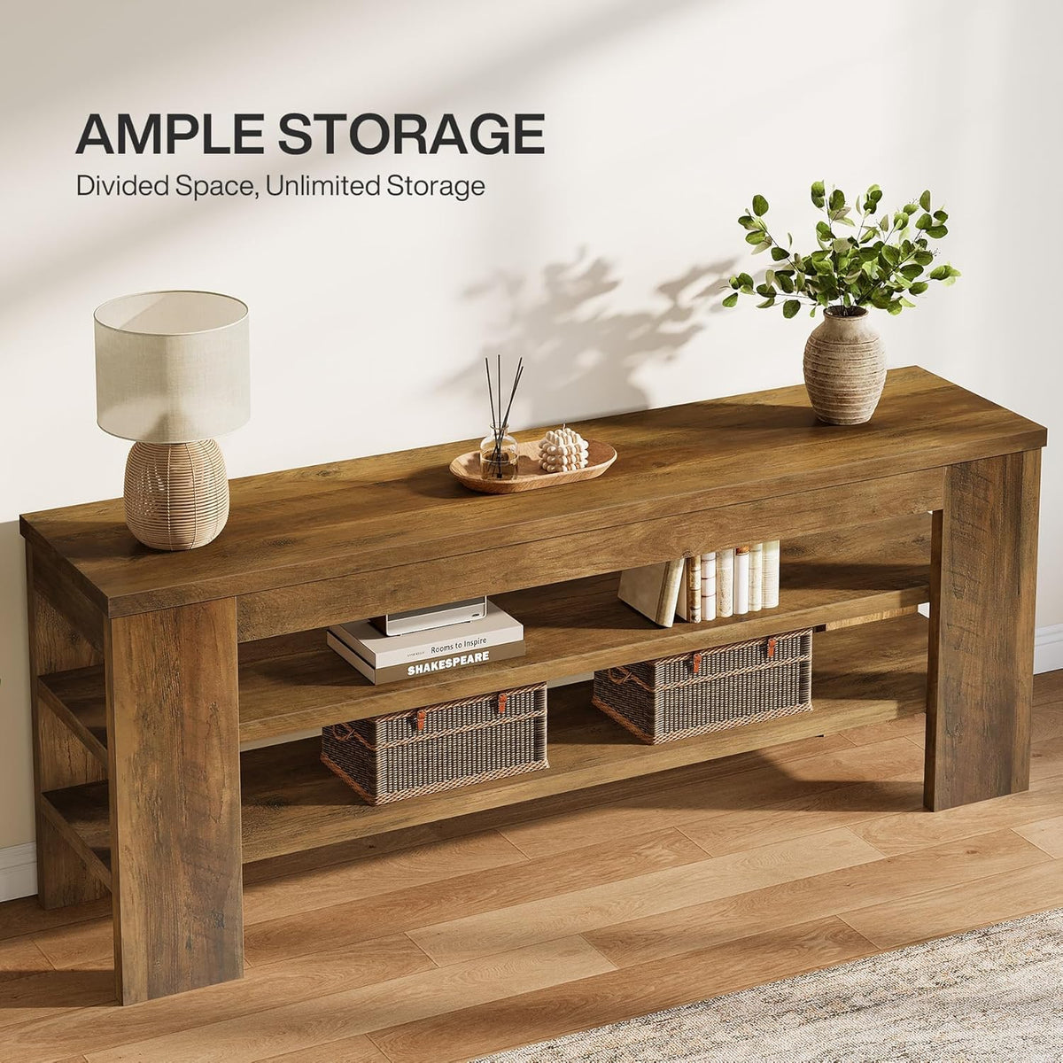 47" TV Stand with 3-Tier Open Storage Shelves V9822