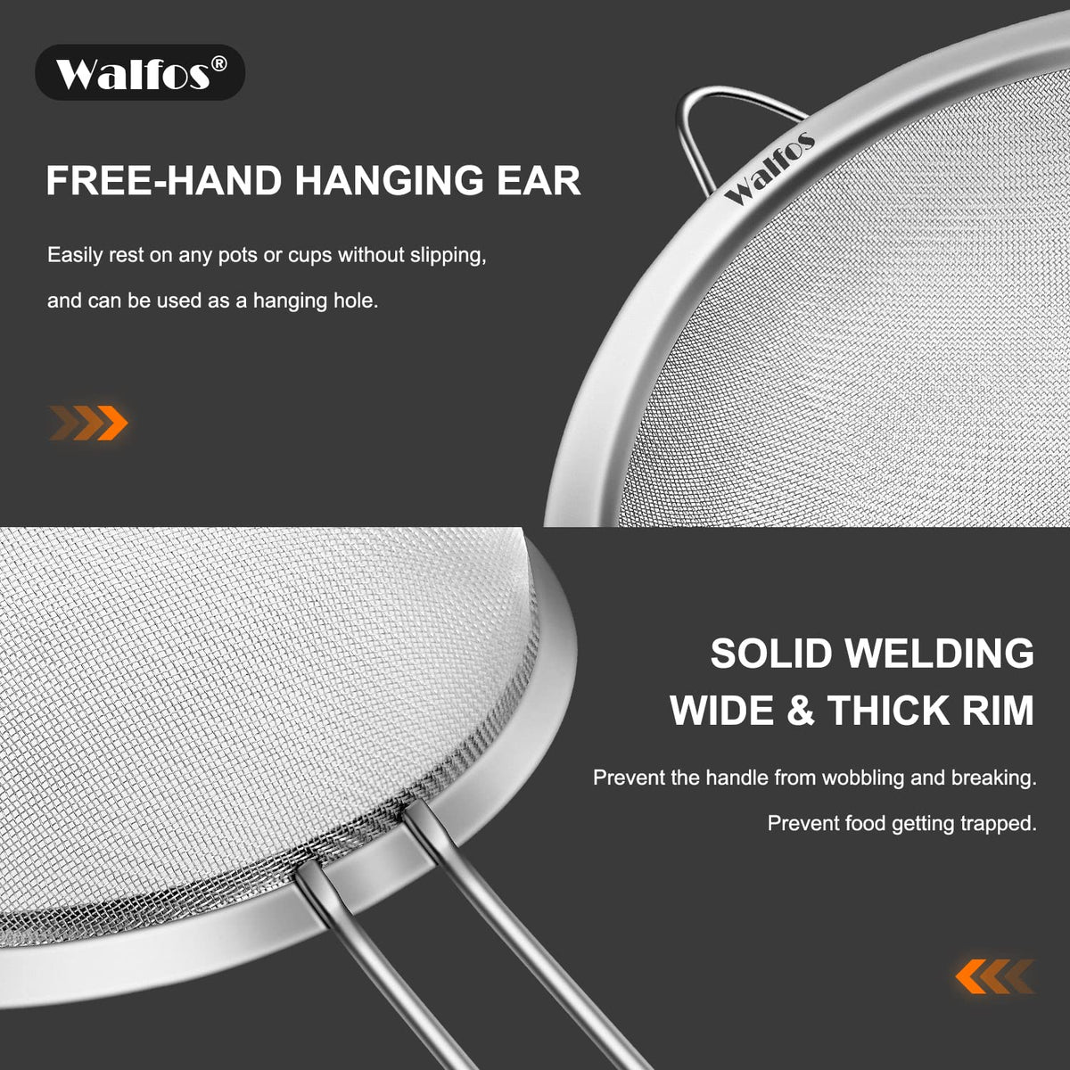 Large Fine Mesh Stainless Steel Strainer Set of 2 N6210