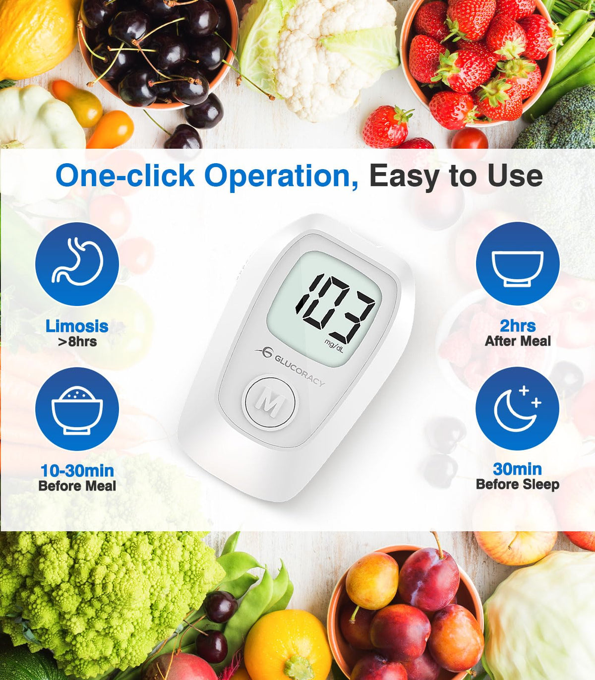 Glucose Monitor Kit, 100 Blood Glucose Strips, No Coding O9261