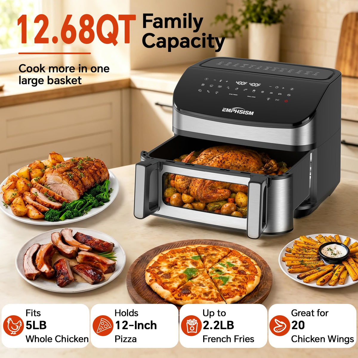 12QT Dual Zone Air Fryer with Viewing Window C527