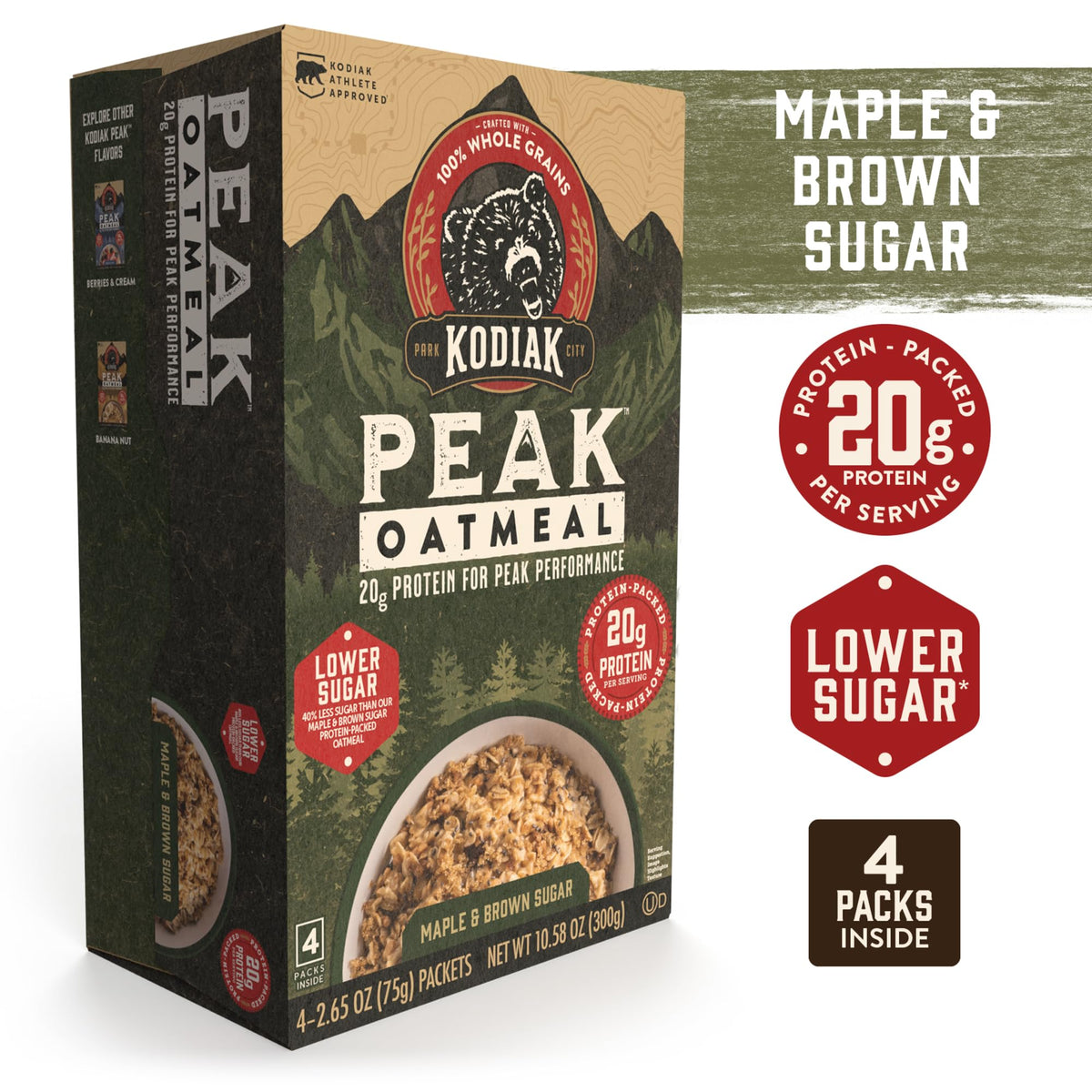 Instant Oatmeal, Maple Brown Sugar, High Protein, 6pk F348