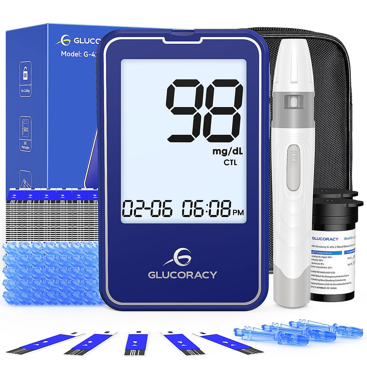 Blood Glucose Monitor Kit with 100 Test Strips D193690