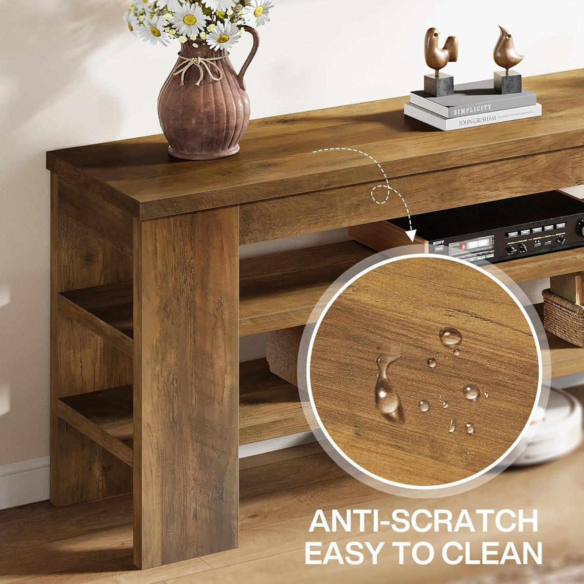 47" TV Stand with 3-Tier Open Storage Shelves V9822