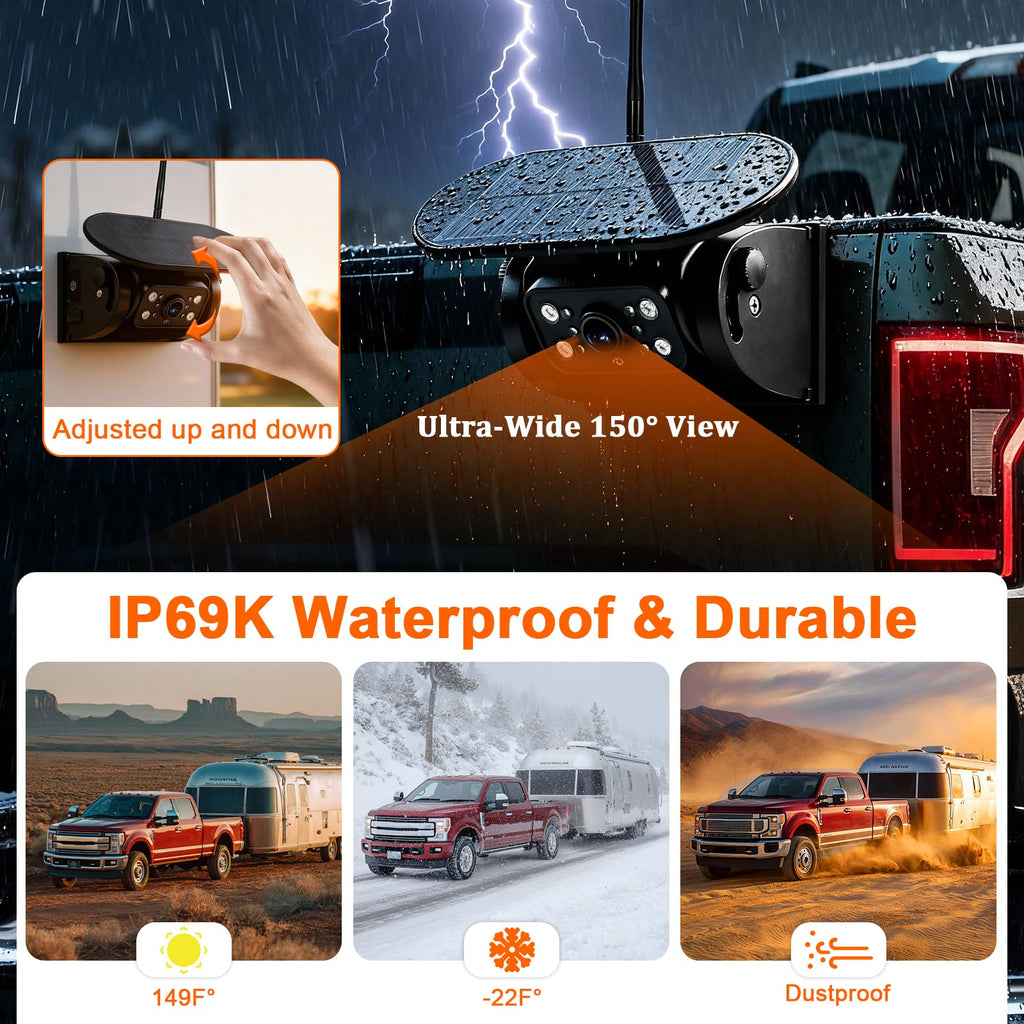 Magnetic Solar Wireless Backup Camera with 5" HD Monitor S592377