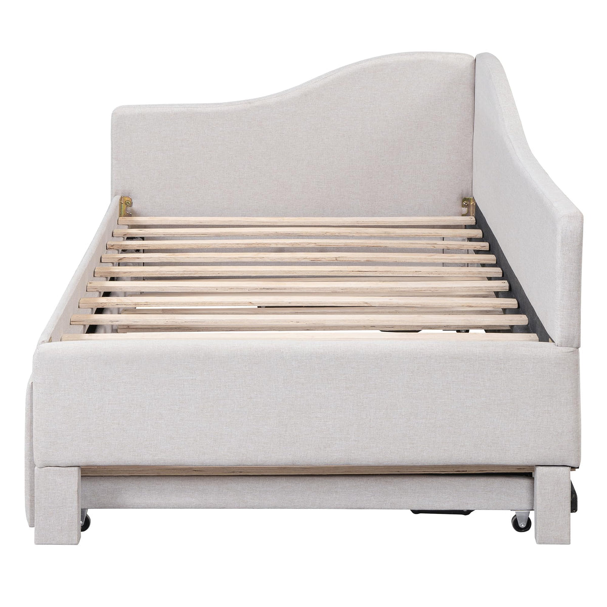 Twin Size Linen Upholstered Daybed with Pop up Trundle T8180