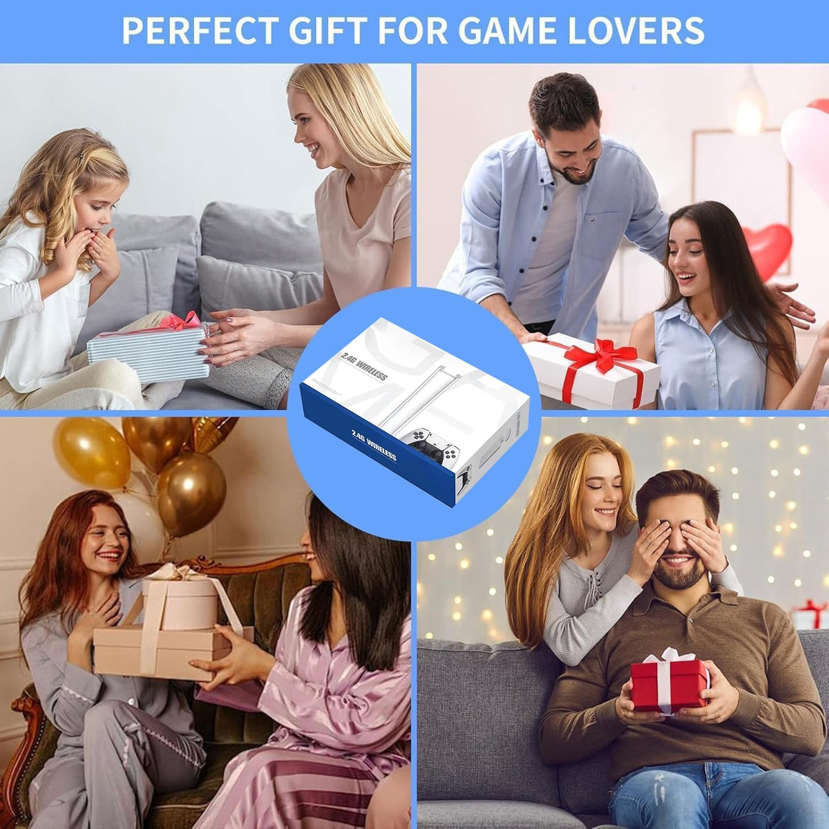 Wireless Plug and Play Retro Game Console with 20000+ Games and Dual 2.4G Wireless Controller S161