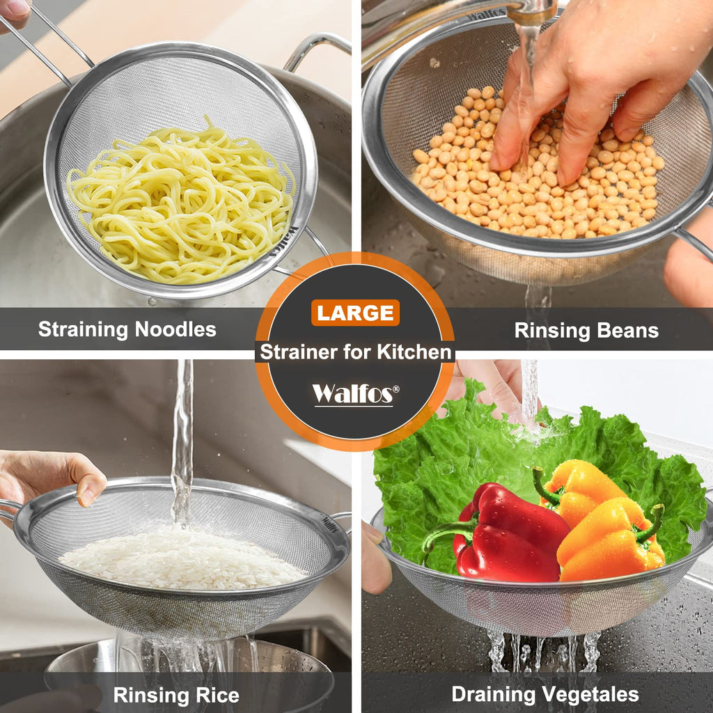 Large Fine Mesh Stainless Steel Strainer Set of 2 N6210