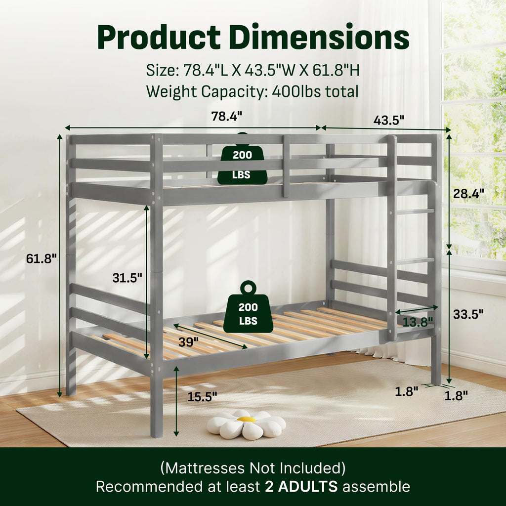 Twin Over Twin Solid Wood Bunk Bed M964243