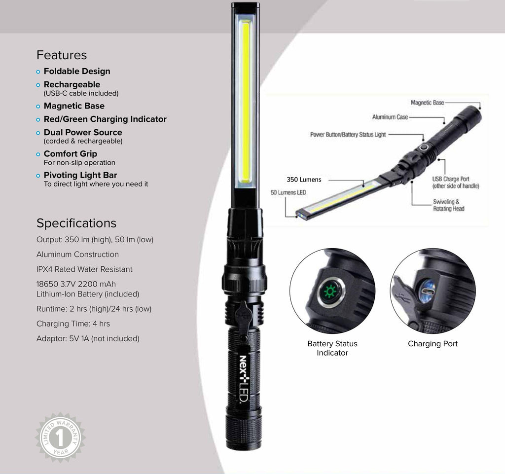Foldable Rechargeable COB LED Work Light with Magnetic Base S851