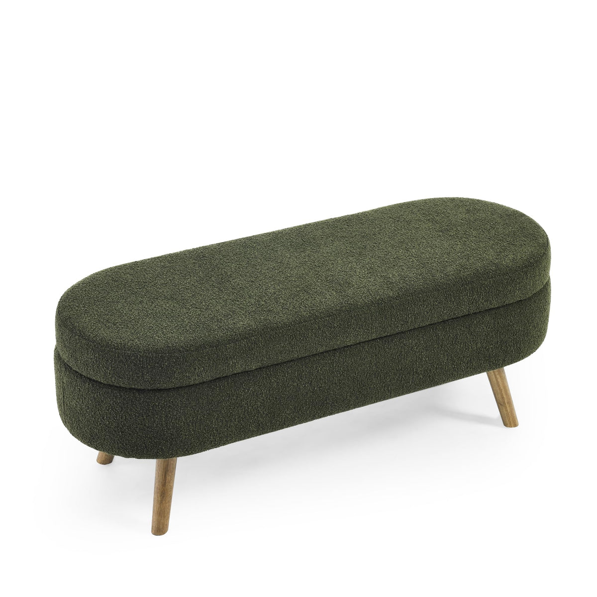 Oval Storage Bench with Rubber Wood Legs Green N79975