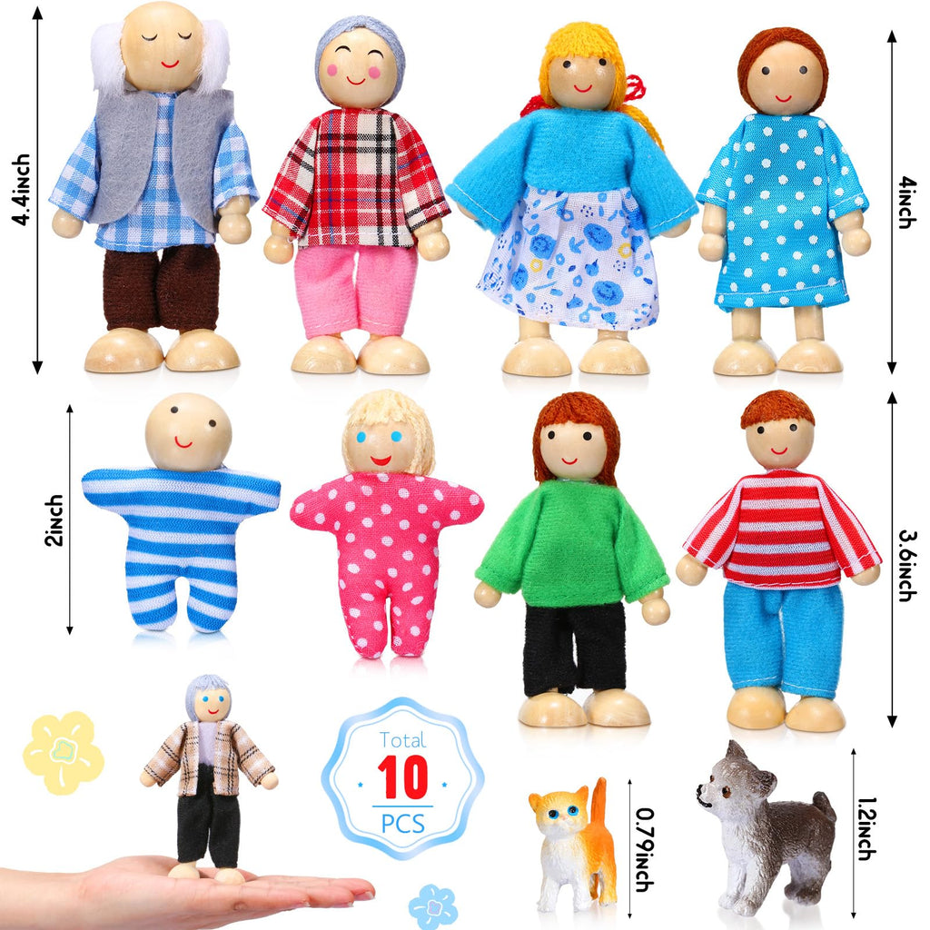 Wooden Dollhouse Family Set Mini People A288486