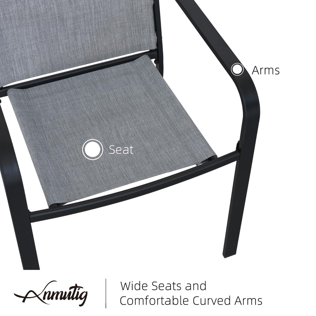 5 Piece Outdoor Dining Set with Grey Stackable Chairs and Square Table T47660
