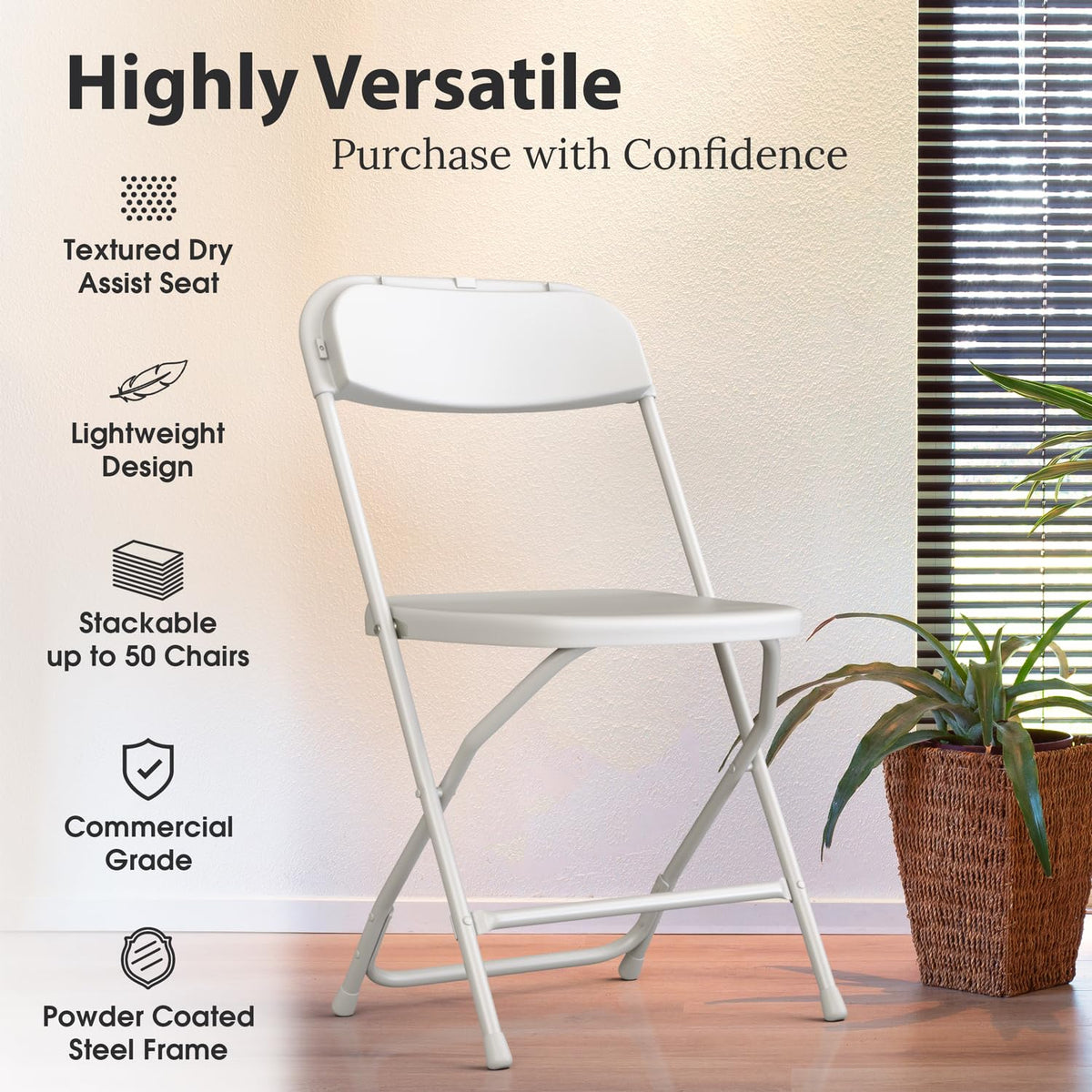 White Foldable Plastic Chair 9 Pack E3533