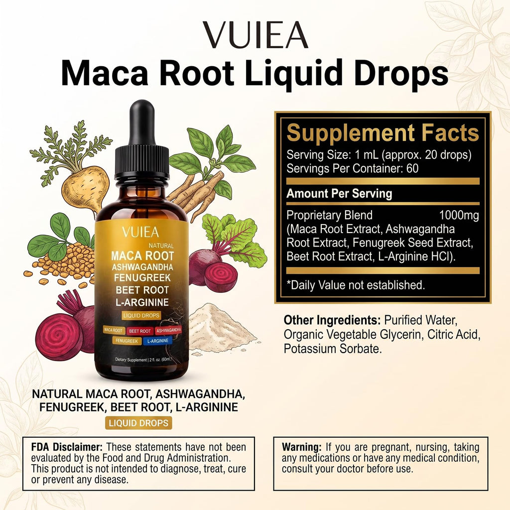 Liquid Maca Root Supplement with Ashwagandha, Fenugreek & Beet Root M319