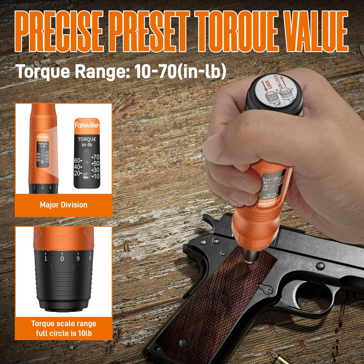 Torque Screwdriver Set, 10-70 In-lb, 1/4” Drive with Audible Click A578