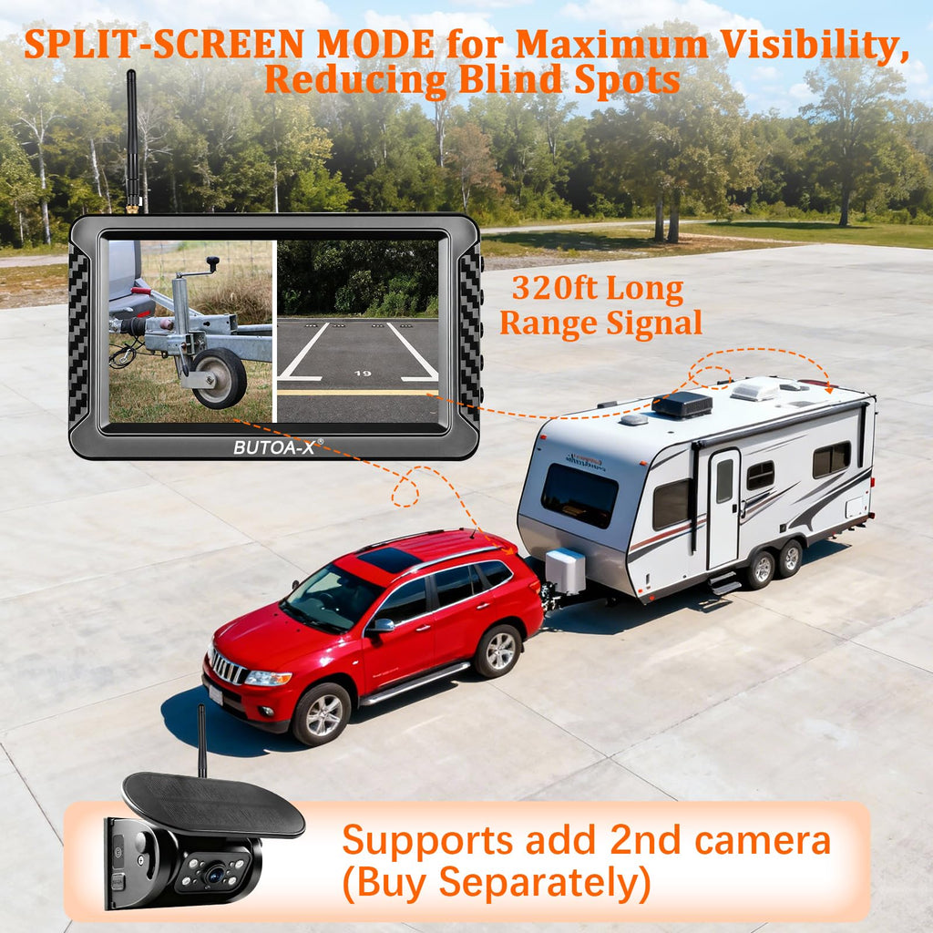 Magnetic Solar Wireless Backup Camera with 5" HD Monitor S592377