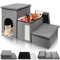 3 Tiers Foldable Dog Stairs with Storage K93789
