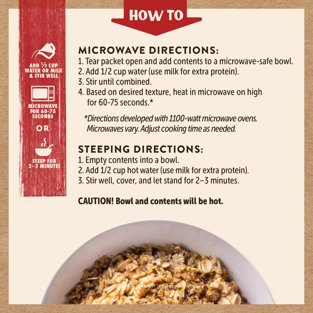 Instant Oatmeal, Maple Brown Sugar, High Protein, 6pk F348
