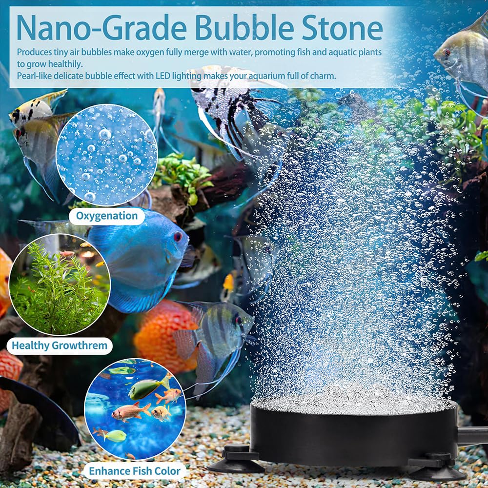 2 Inch LED Air Bubble Stone Disk with Air Tubing E592