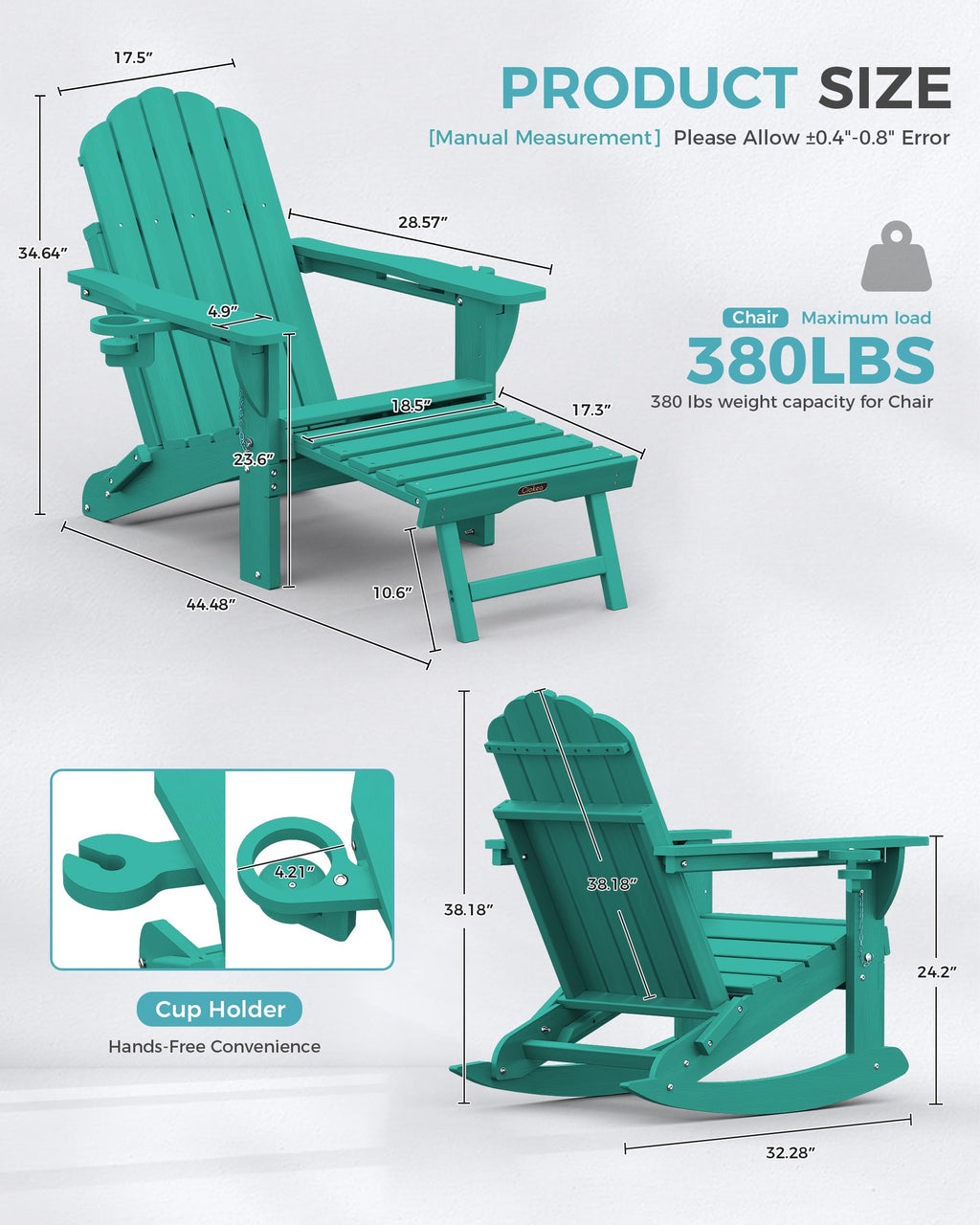 Adirondack Rocking Chair with Footrest V7037