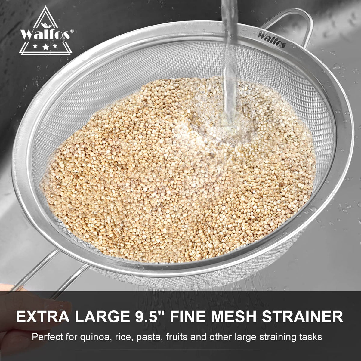 Large Fine Mesh Stainless Steel Strainer Set of 2 N6210