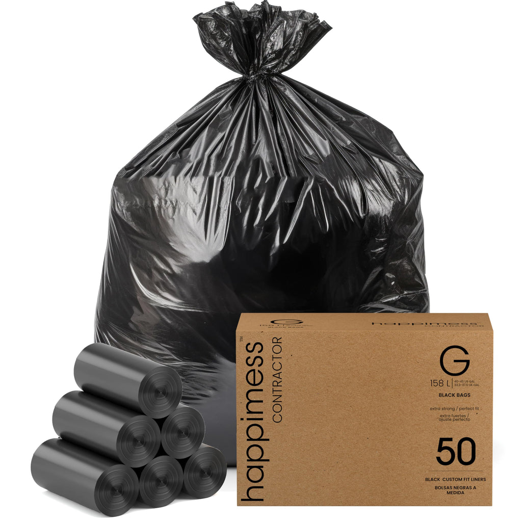 50-Count 42 Gal 3 Mil Contractor Trash Bags, Black H458