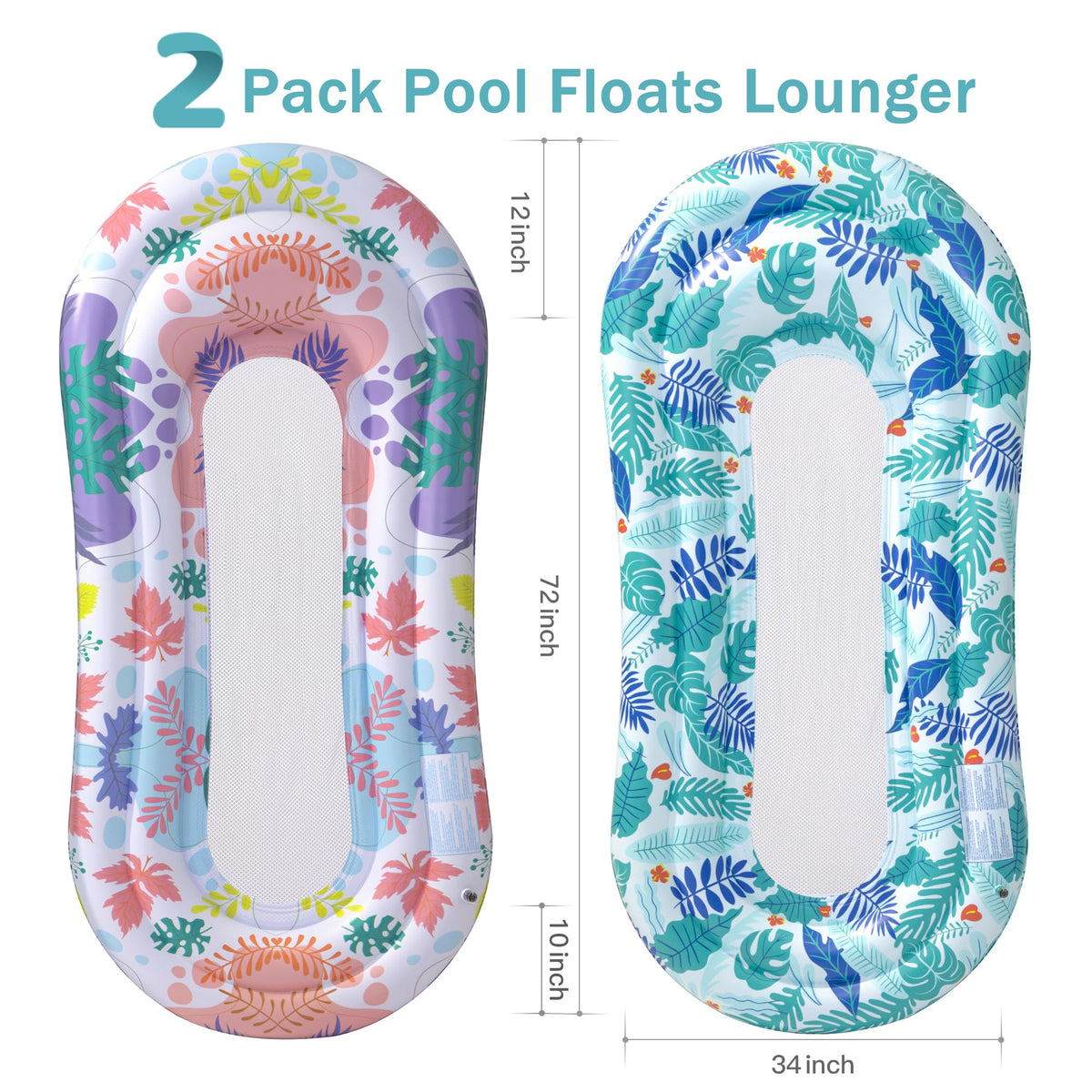 2 Pack Inflatable Pool Floats Lounger R537