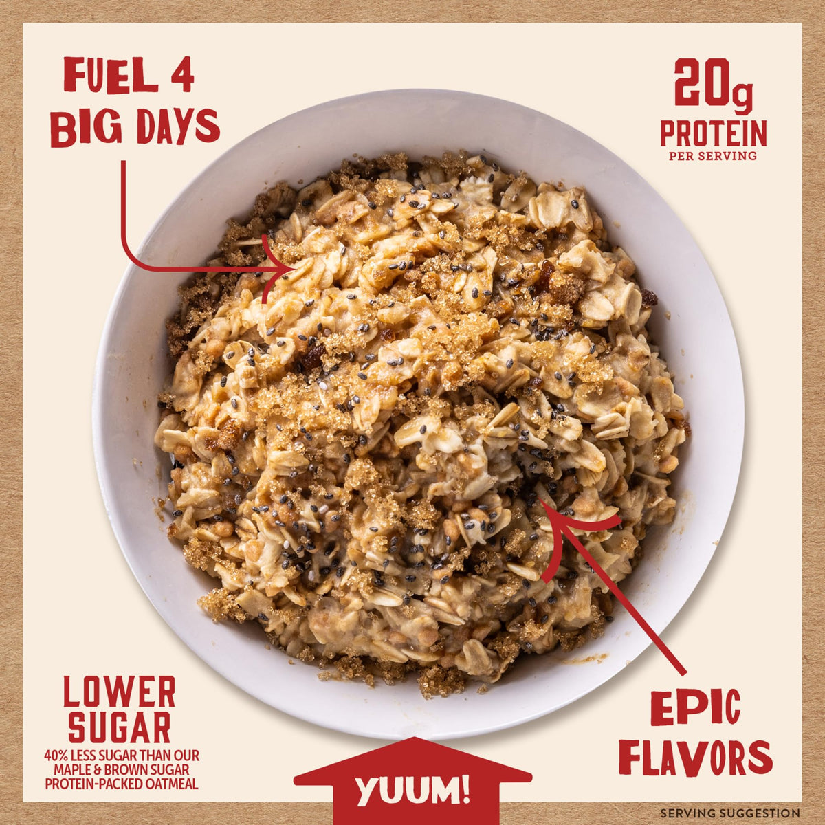 Instant Oatmeal, Maple Brown Sugar, High Protein, 6pk F348