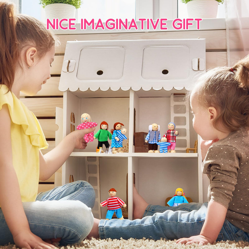 Wooden Dollhouse Family Set Mini People A288486