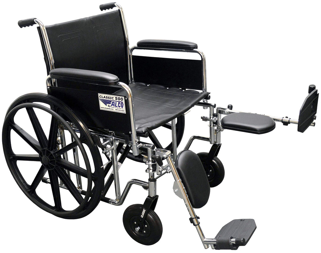 22" Heavy Duty Chrome Wheelchair with Removable Full Arms W235