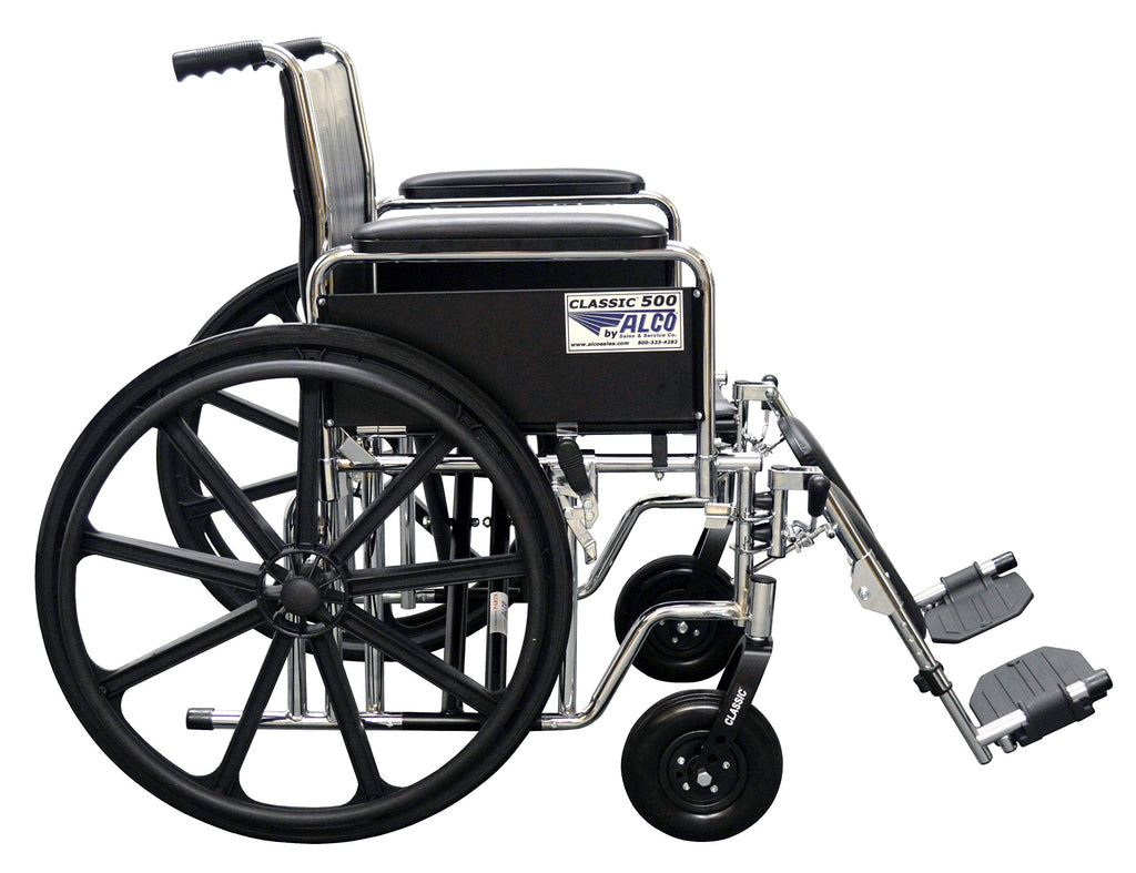 22" Heavy Duty Chrome Wheelchair with Removable Full Arms W235