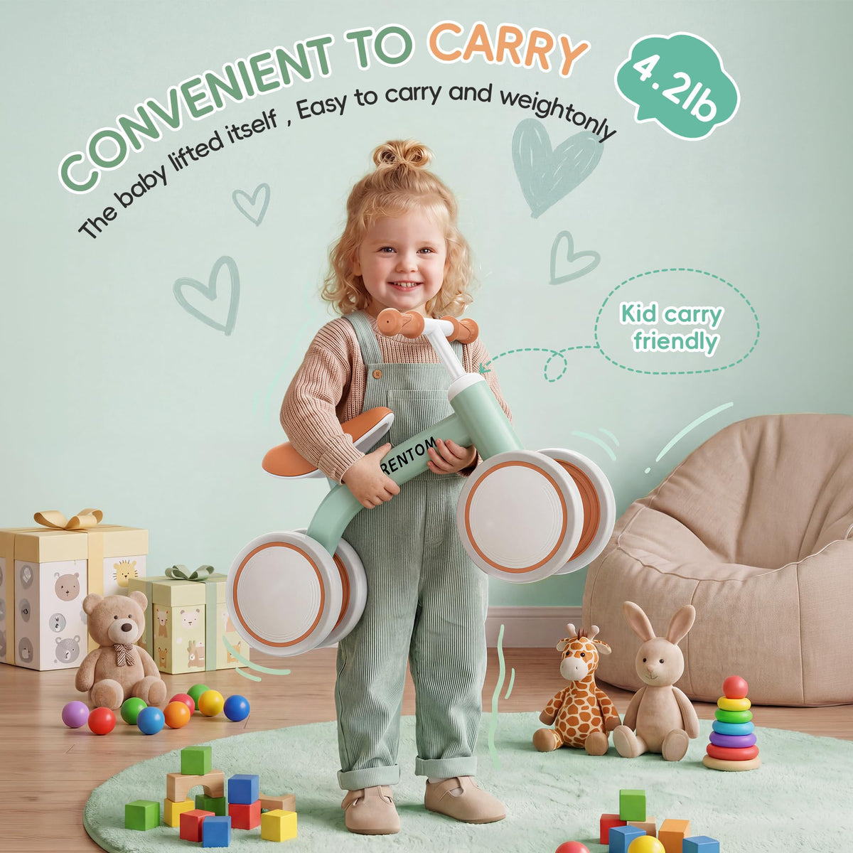 Lightweight No Pedals 4-Wheel Toddler Balance Bike L649250