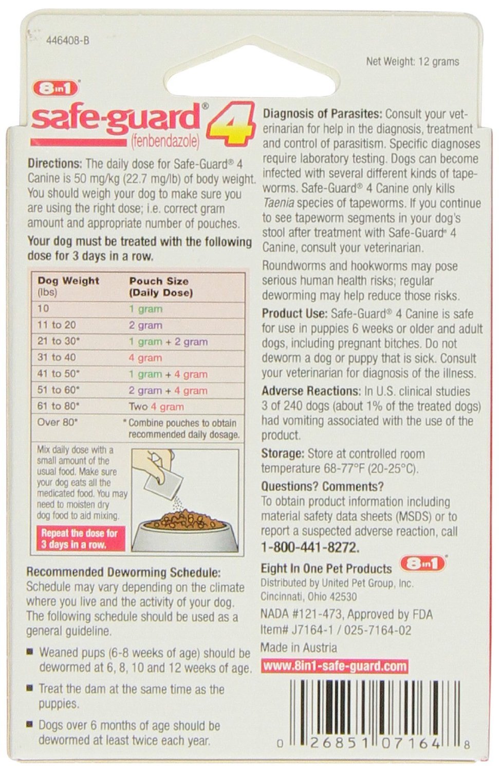 Canine Dewormer for Large Dogs 4-Gram Pack of 2 V306