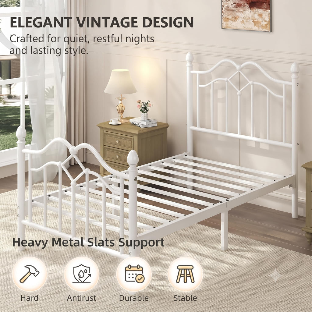 Twin Size Bed Frame with Victorian Headboard & Footboard L27294