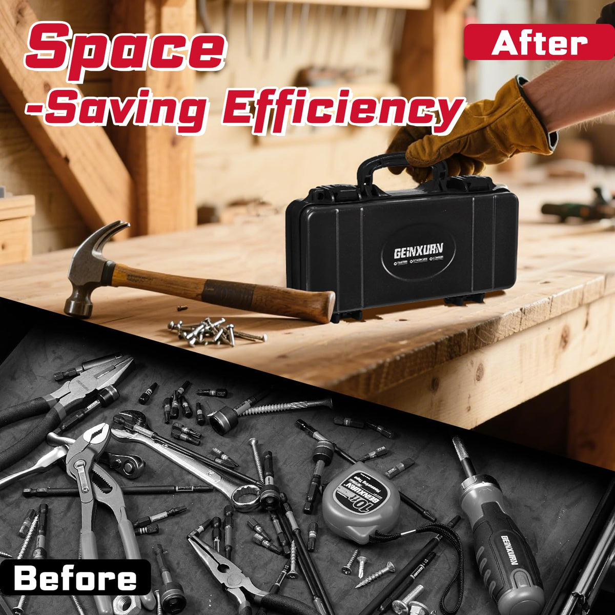 Black Steel Tool Box with Safety Latch and Handle J3467