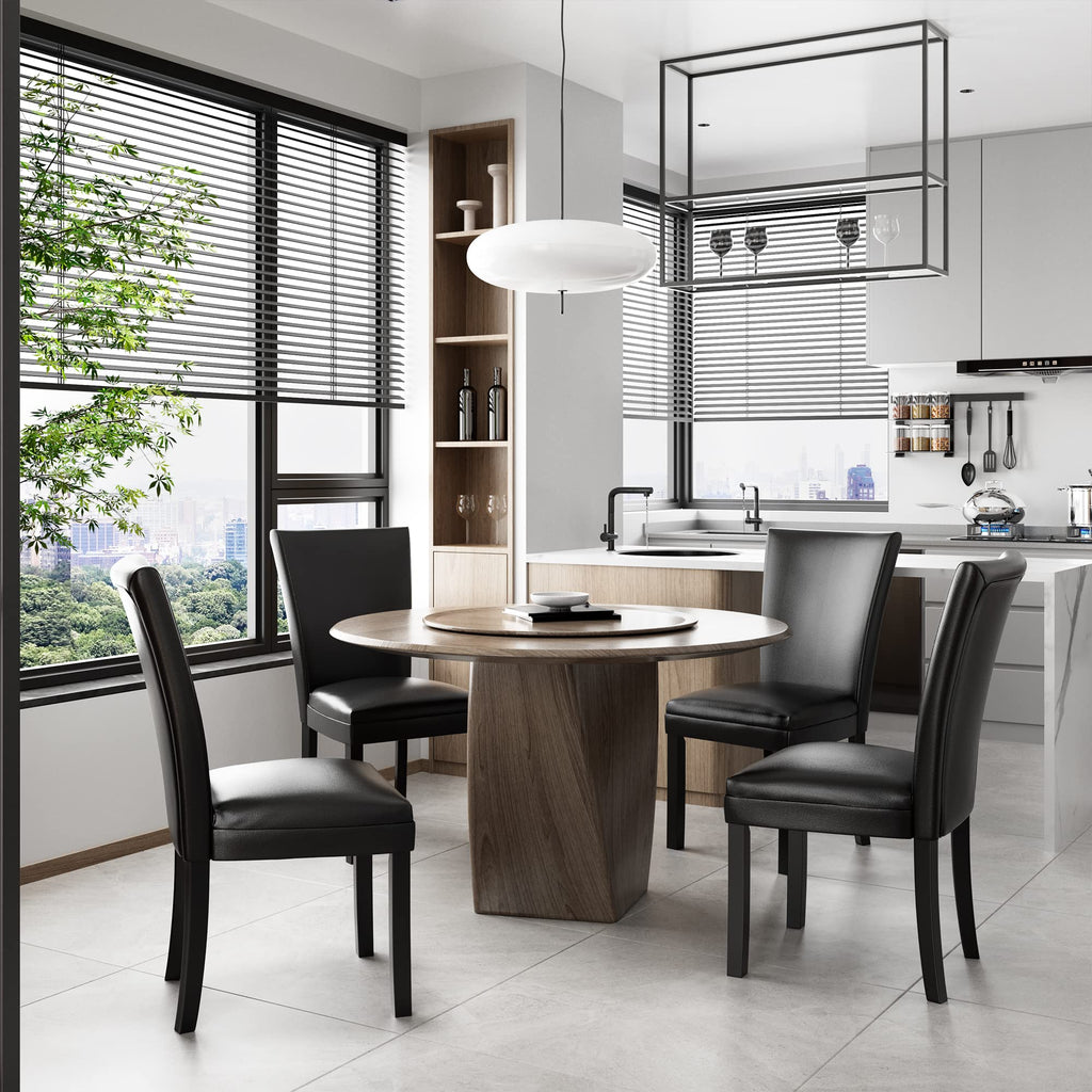 Set of 2 Faux Leather Upholstered Dining Chairs with Solid Wood Legs G900