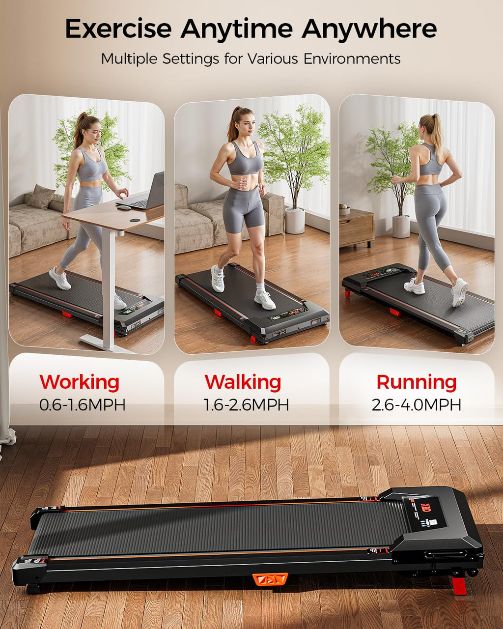 Incline Walking Pad Treadmill 330 Lbs Capacity 2.5HP M277659