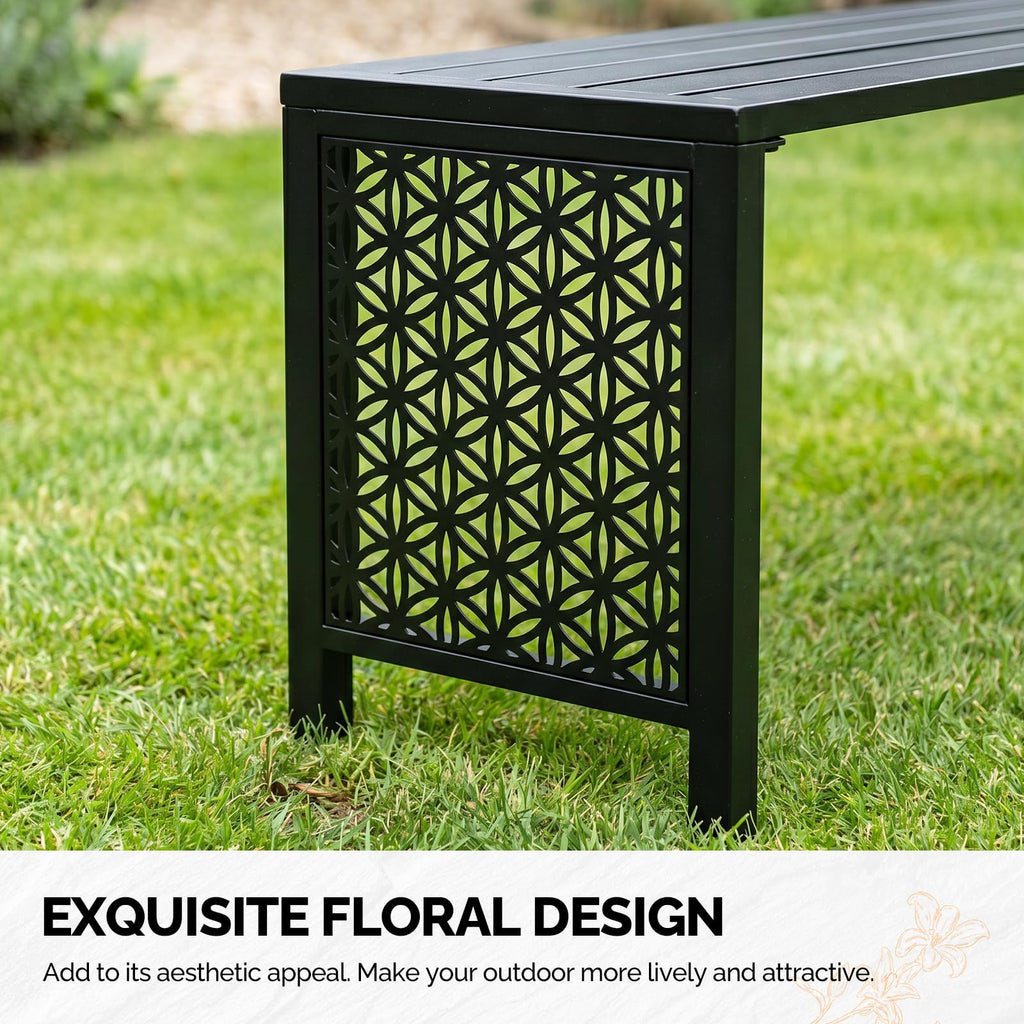 Black Metal Outdoor Bench Z456813