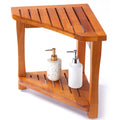 Teak Corner Shower Bench with Storage Shelf C54936
